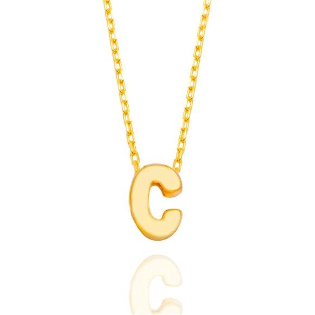 Bubble Letter C Necklace Gold Non Tarnish Thin 14k Initial Necklaces For Women 30$